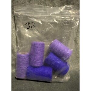 Vintage 80s 5 pc Punch Embroidery Thread Clarke's Purple Bag 32